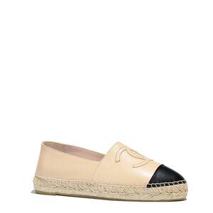 Chanel CC Lambskin Espadrille Beige/Black Size 39